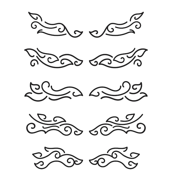 Vector de ornamento de colección de conjunto de elementos de fronteras de oro