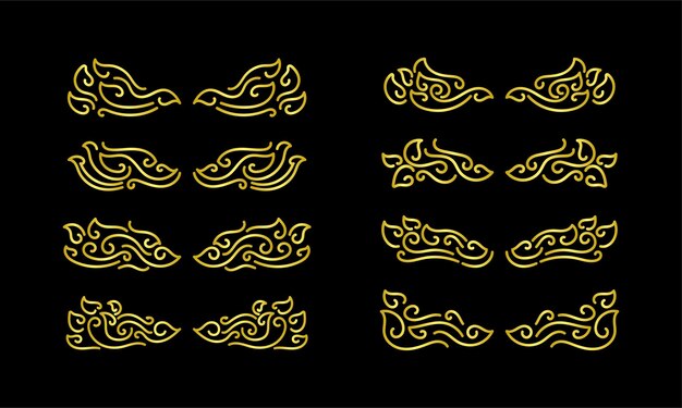 Vector de ornamento de colección de conjunto de elementos de fronteras de oro