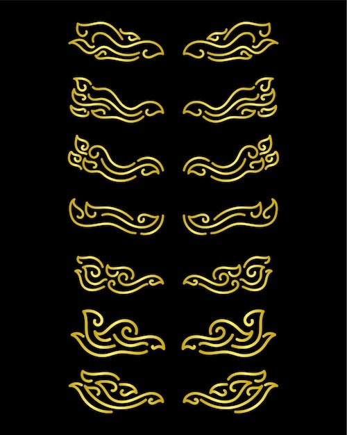 Vector de ornamento de colección de conjunto de elementos de fronteras de oro