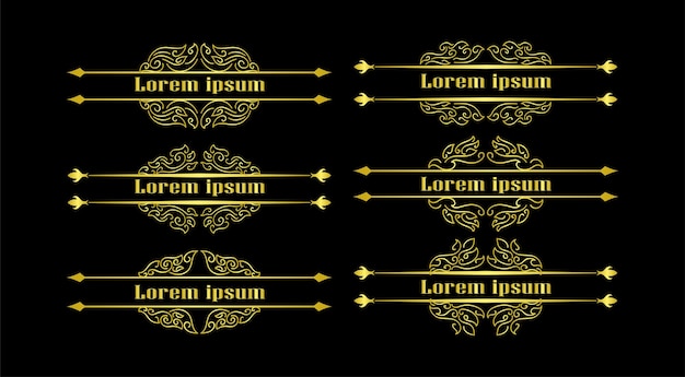 Vector de ornamento de colección de conjunto de elementos de fronteras de oro