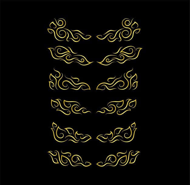 Vector de ornamento de colección de conjunto de elementos de fronteras de oro