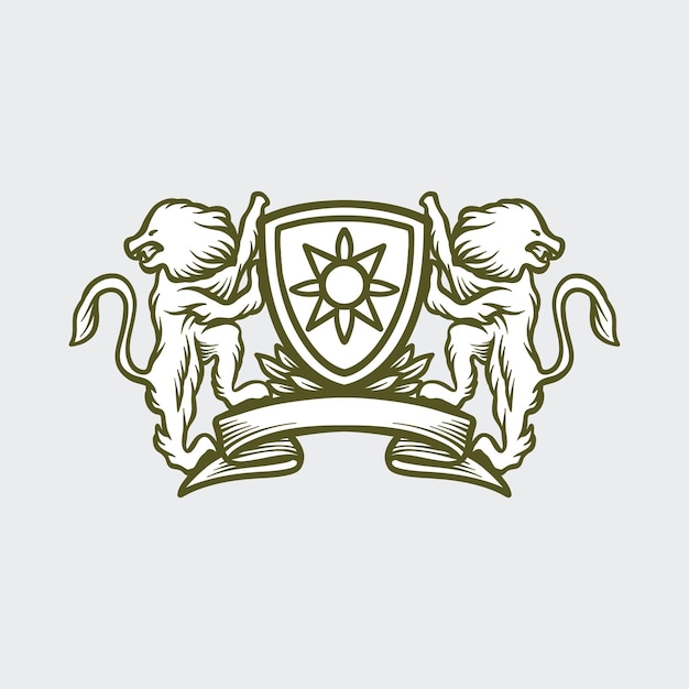 Vector de ornamento de logotipo de escudo de emblema simple