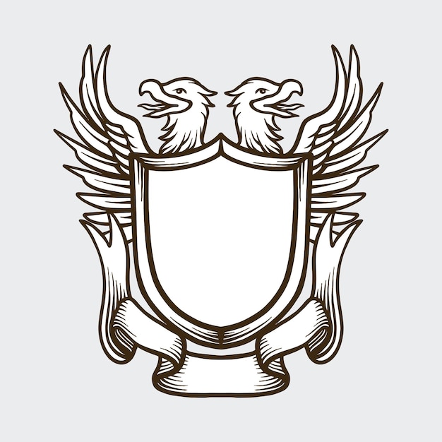 Vector de ornamento de logotipo de escudo de emblema simple