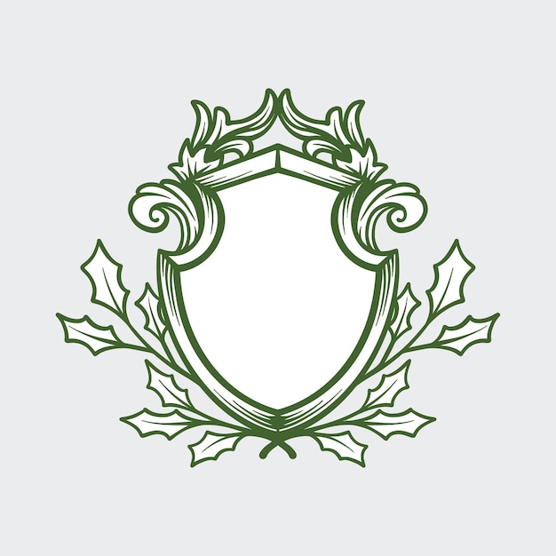 Vector de ornamento de logotipo de escudo de emblema simple