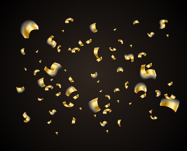 Vector oro brillante confeti cayendo cielo negro