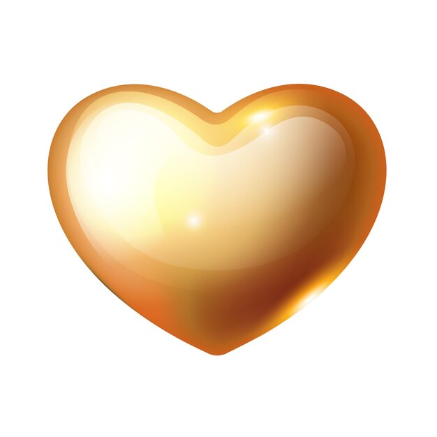 Vector oro icono de corazón vectorial realista símbolo romántico del amor