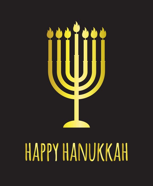 Vector de oro vela de Hanukkah con letras