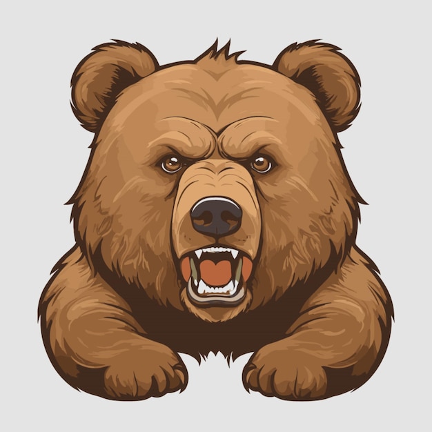 Vector vector de oso enojado sobre un fondo blanco