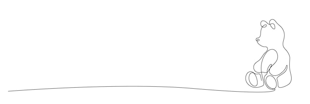 Un vector de oso de peluche de línea abstracta decoración de pared de línea continua mínima