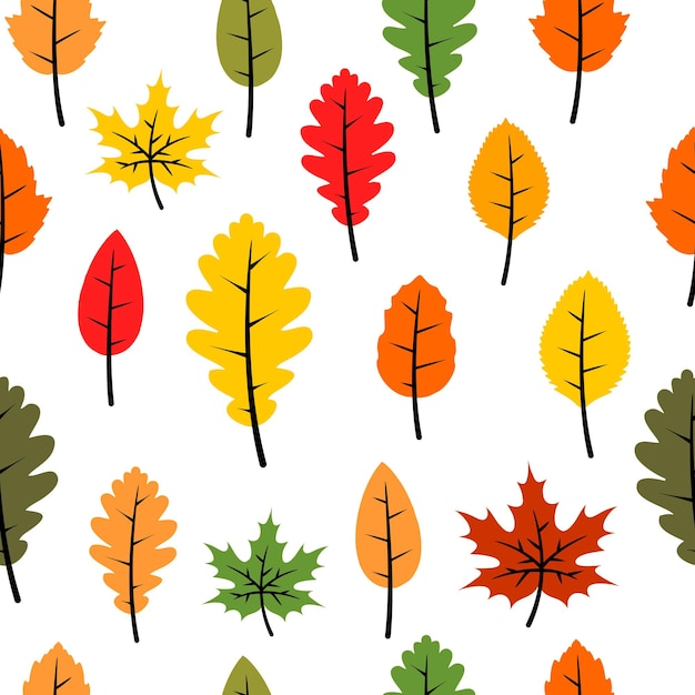 Vector otoño hojas de patrones sin fisuras