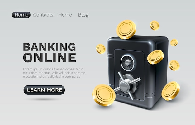 Vector de la página de aterrizaje del sitio web de acceso del usuario a la banca en línea y a las finanzas seguras