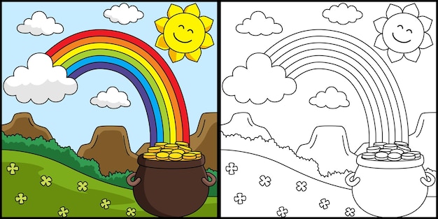 Vector de página para colorear del arco iris del día de San Patricio