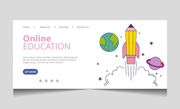 Vector de página de destino de educación en línea