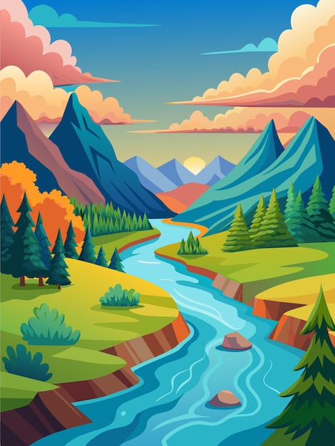 Vector de paisaje fluvial fondo 11