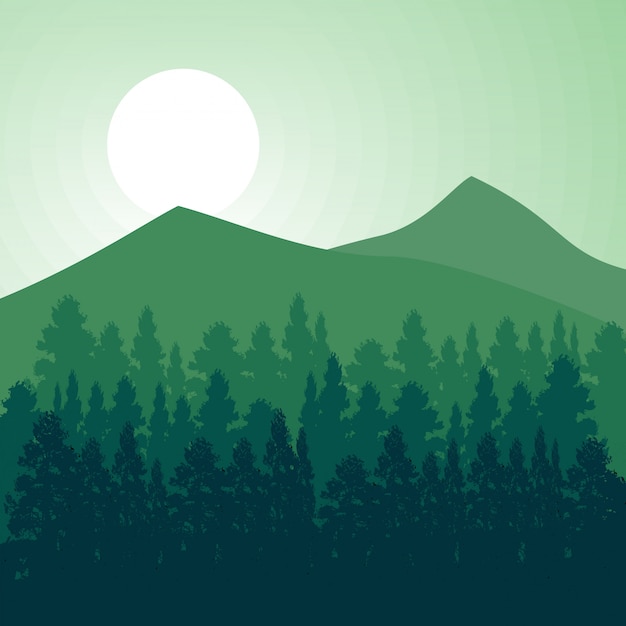 Vector de paisaje forestal