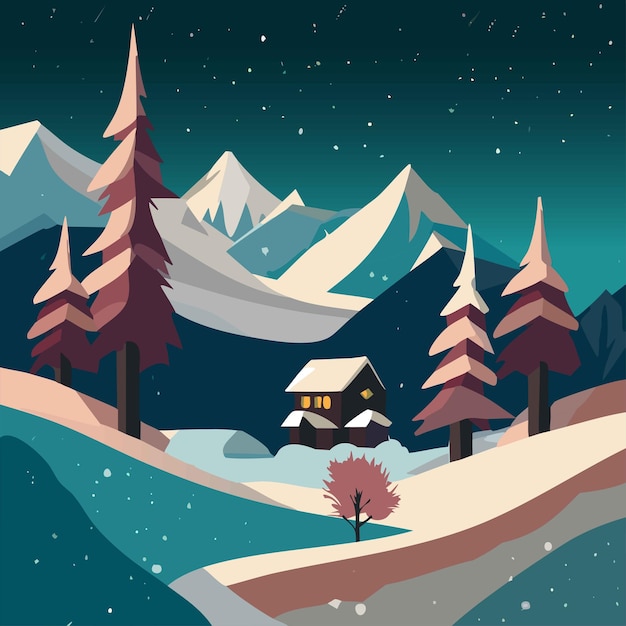 Vector del paisaje de invierno nevado