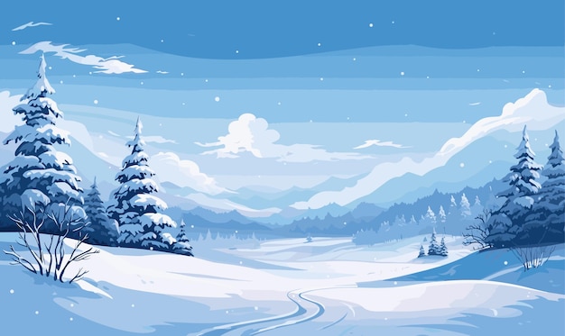 Vector de paisaje nevado plano ilustración aislada minimalista