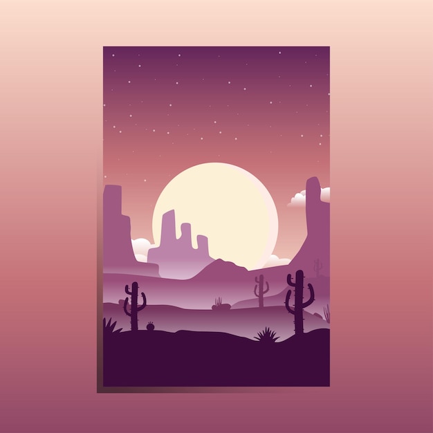 Vector del paisaje nocturno del desierto