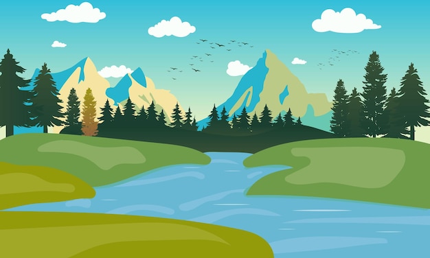 Vector de paisaje de silueta de bosque