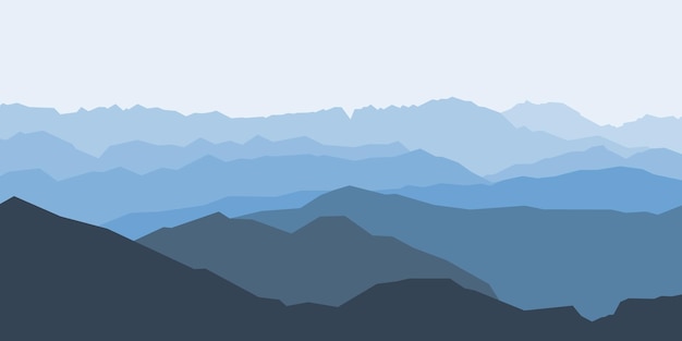 Vector de paisaje de vista de montaña azul oscuro abstracto