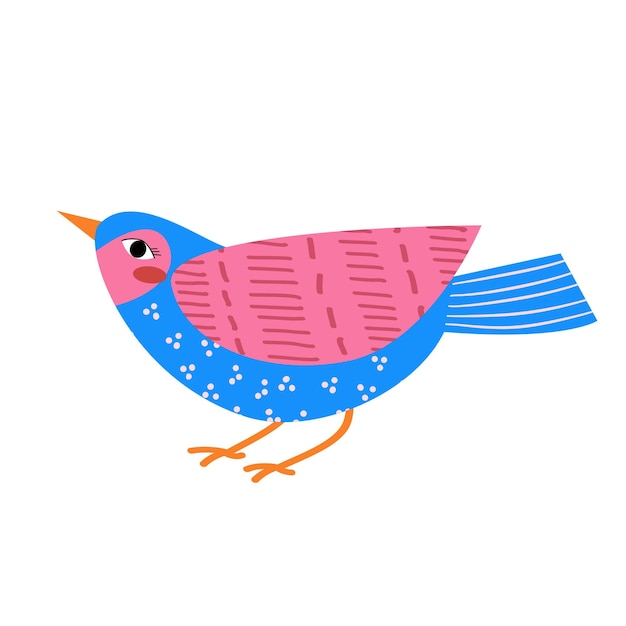 Vector de pájaro brillante estilo plano pájaro estilizado infantil