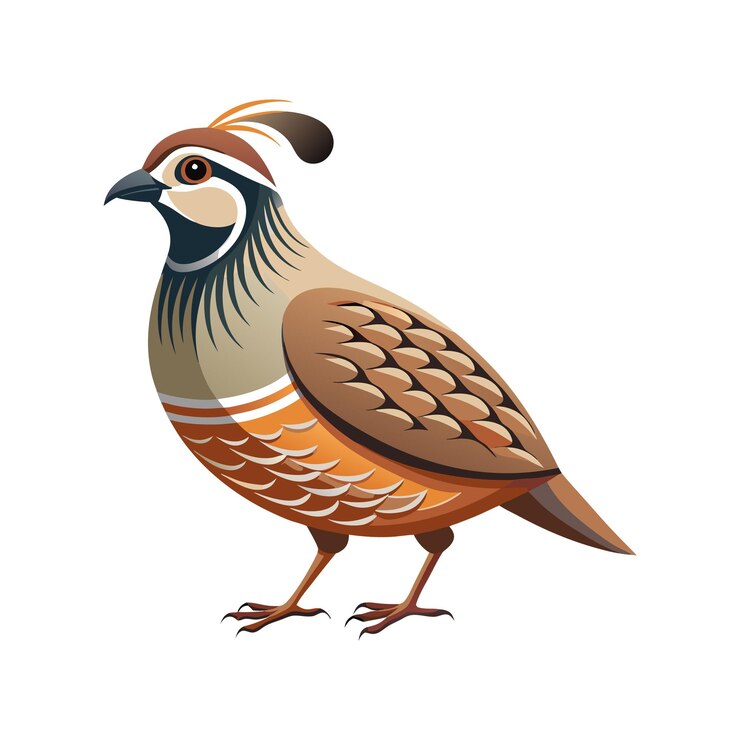 Vector vector de pájaros codorniz sobre un fondo blanco