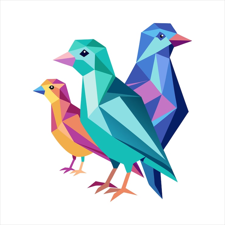 Vector vector de pájaros de bajo color polimétrico arte gráfico