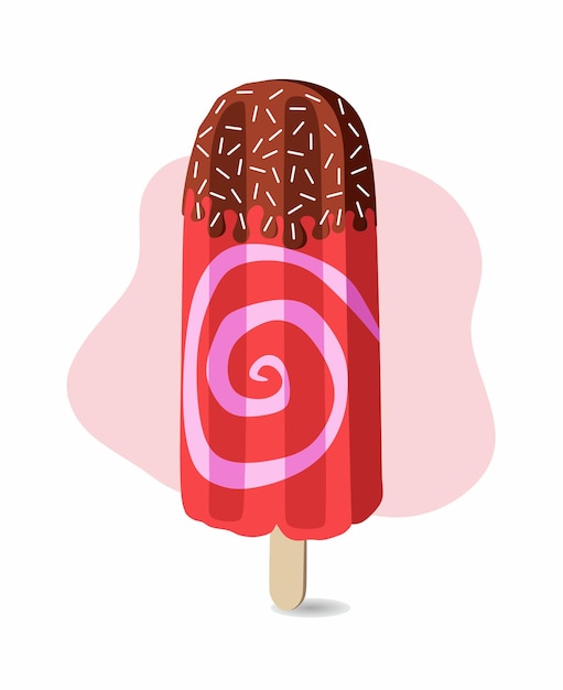 Vector palito de helado colores rosa chocolate