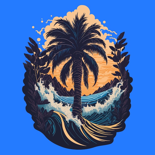 Vector de palmera y playa