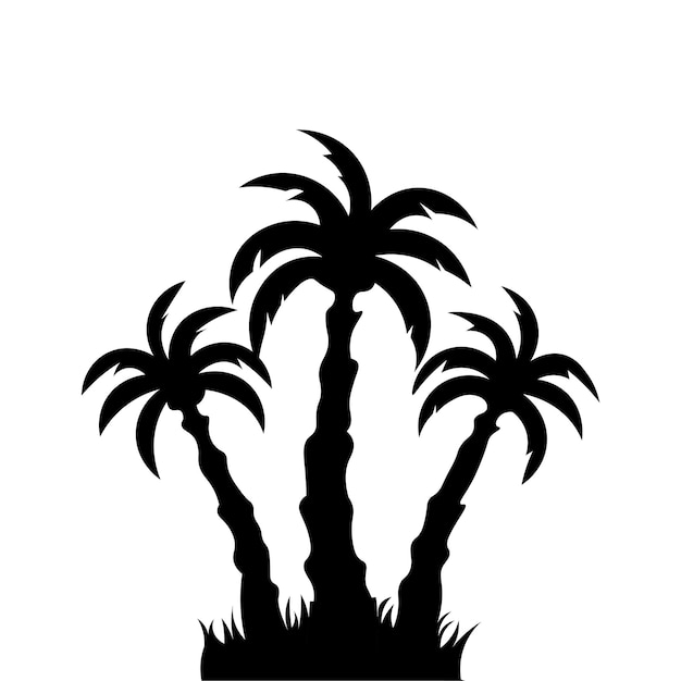 Vector de palmeras tropicales Silueta de verano Vector de símbolo del icono de la palmera negra