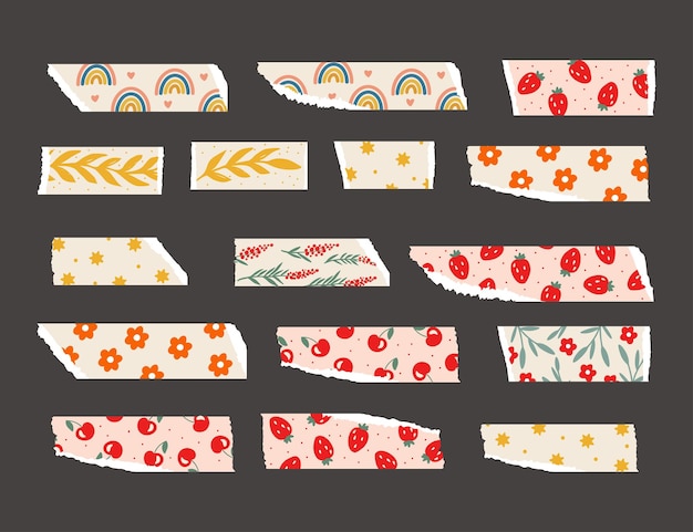 Vector de pancartas de papel rasgado con cinta de washi