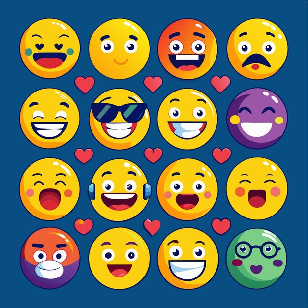 El vector de paquetes de emoticones de un hermoso conjunto de emoji
