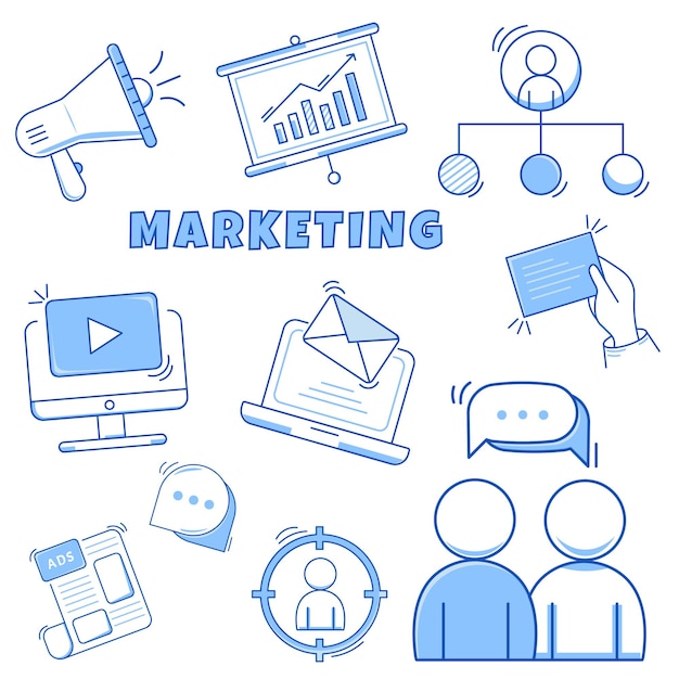 Vector de paquetes de iconos de marketing digital