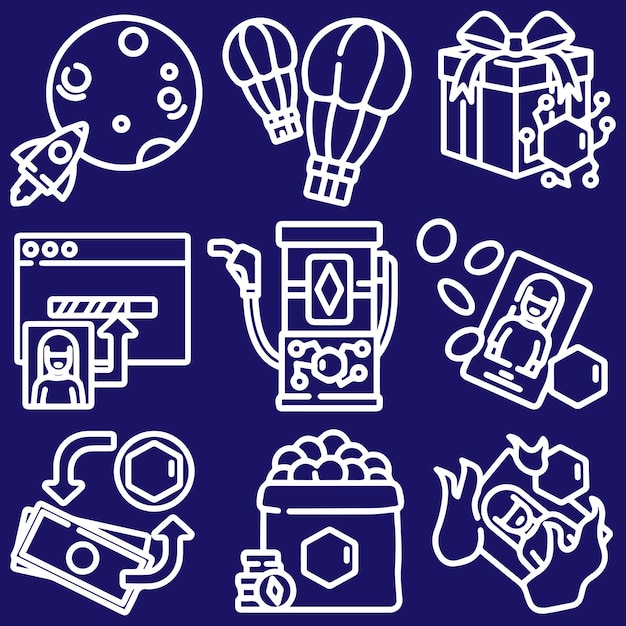 Vector de paquetes de iconos de NFT