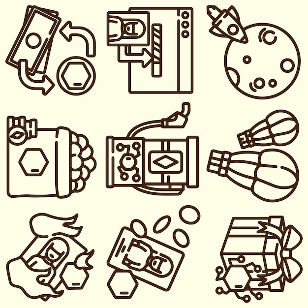Vector de paquetes de iconos de NFT