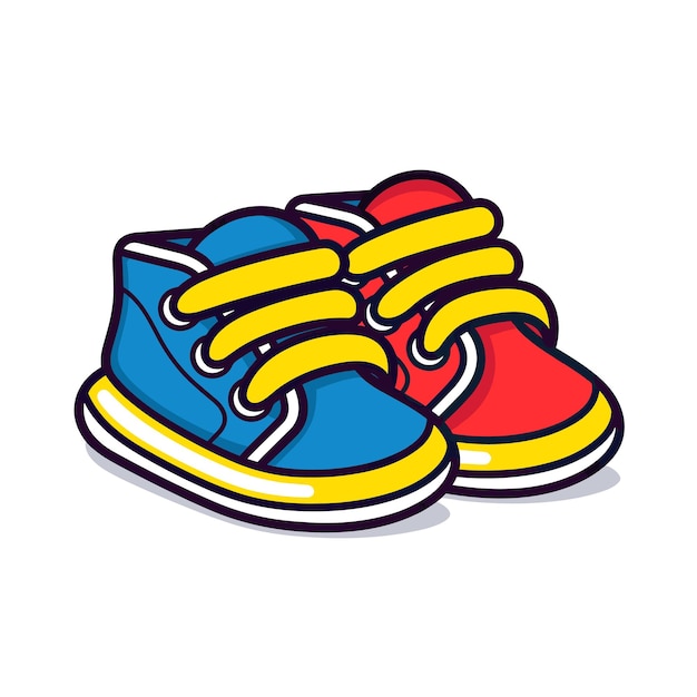 Vector vector de un par de zapatos coloridos con cordones vibrantes