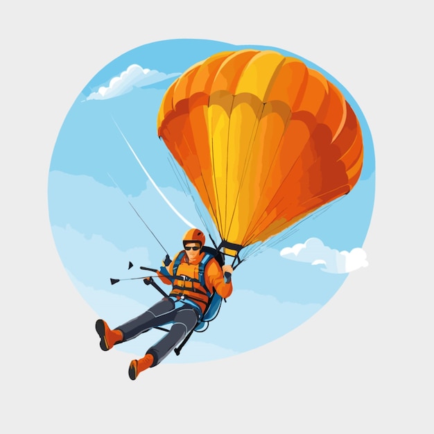 Vector de parapente sobre un fondo blanco