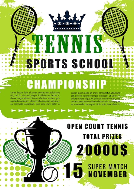 Vector de partido abierto de la escuela de deportes de tenis