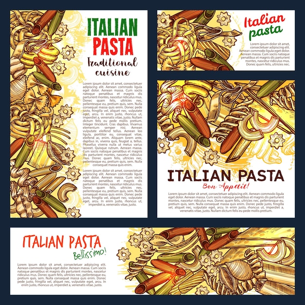 Vector vector de pasta y lasaña italiana