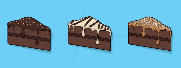 Vector de pastel de chocolate con cobertura crujiente de pasterice de chocolate y migas de maní