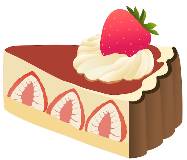 Vector vector de pastel de fresa tarta de queso ilustración para diseño