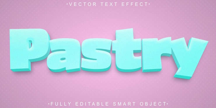 Vector vector de pastelería suave de dibujos animados totalmente editable objeto inteligente efecto de texto