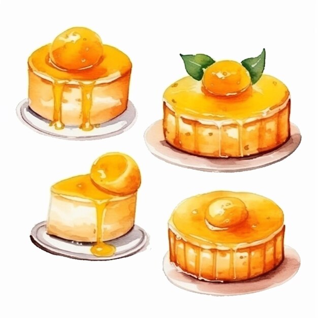 Vector vector de pasteles deliciosos conjunto de frutas y pasteles vector de pasteles dulces horneados conjunto de pasteles vector