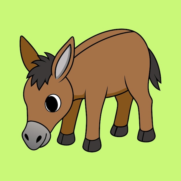 Vector de pastoreo del burro kawaii
