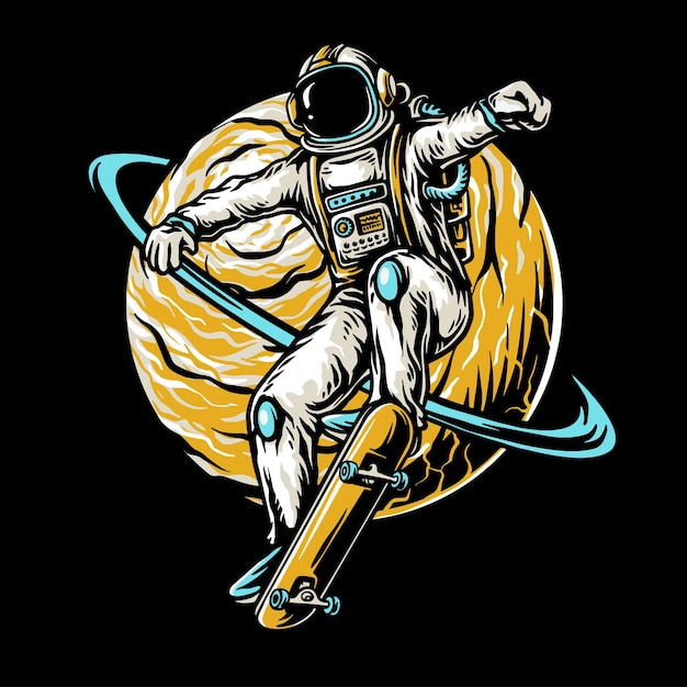 Vector de patín de astronauta