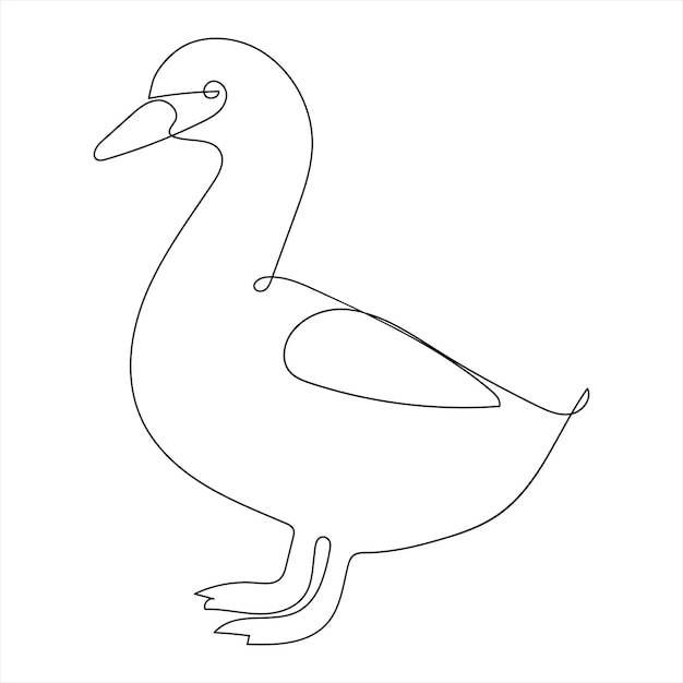 Vector pato un dibujo de línea continua aislado sobre fondo blanco mínimo