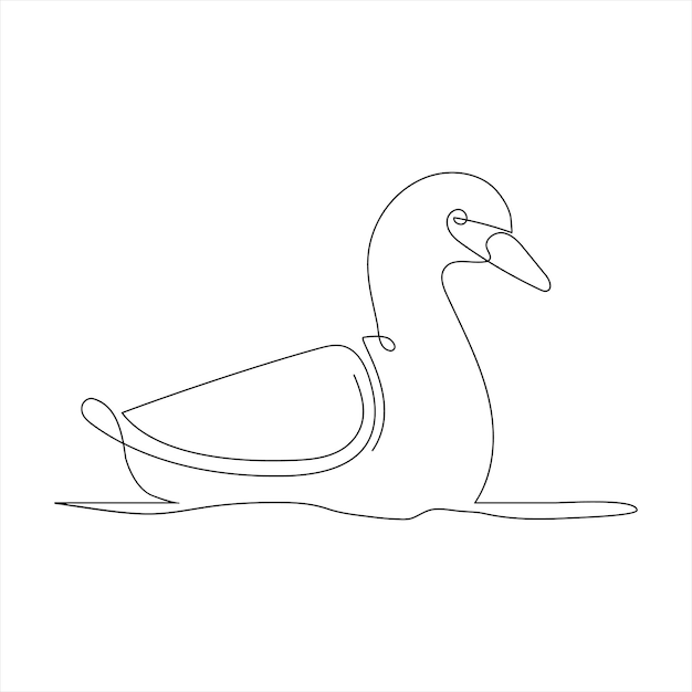 Vector vector pato un dibujo de línea continua aislado sobre fondo blanco mínimo