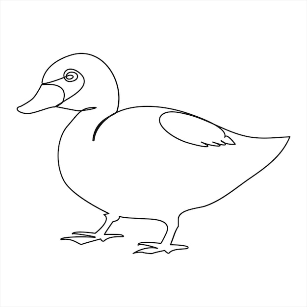 Vector pato un dibujo de línea continua aislado sobre fondo blanco mínimo
