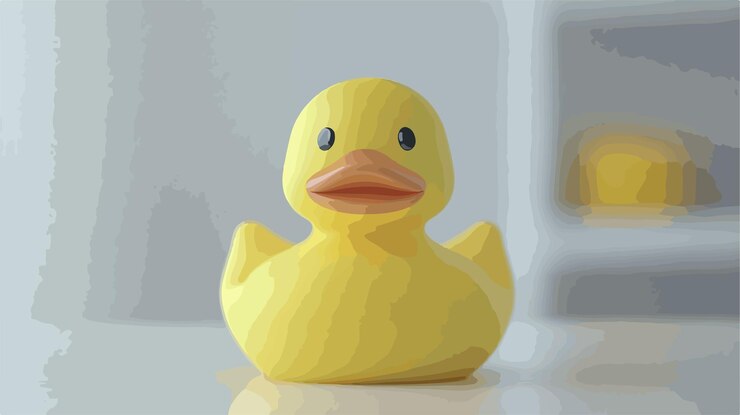 Vector vector de pato de goma ilustración aislada juguete de baño amarillo realista clip art