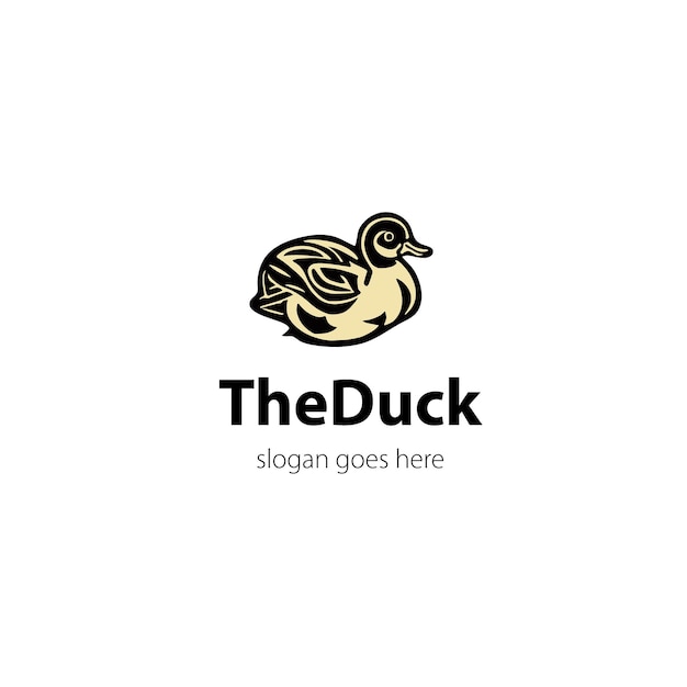 vector de pato gordito amarillo o diseño de logotipo de pato vectorial